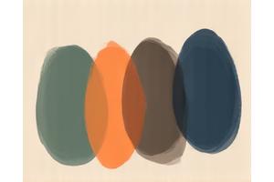 A palette of sustainable, muted earthy colors and dark mode optimized tones, representing energy-efficient design choices.