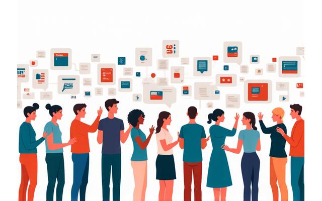Illustration of diverse users interacting with digital devices, with accessibility icons and a focus on inclusivity