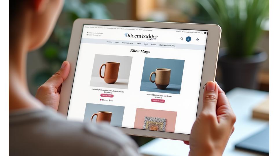 A clean and vibrant e-commerce website for a creative business, showcasing high-quality product photography for handcrafted items or art prints, with clear pricing and 'add to cart' buttons.